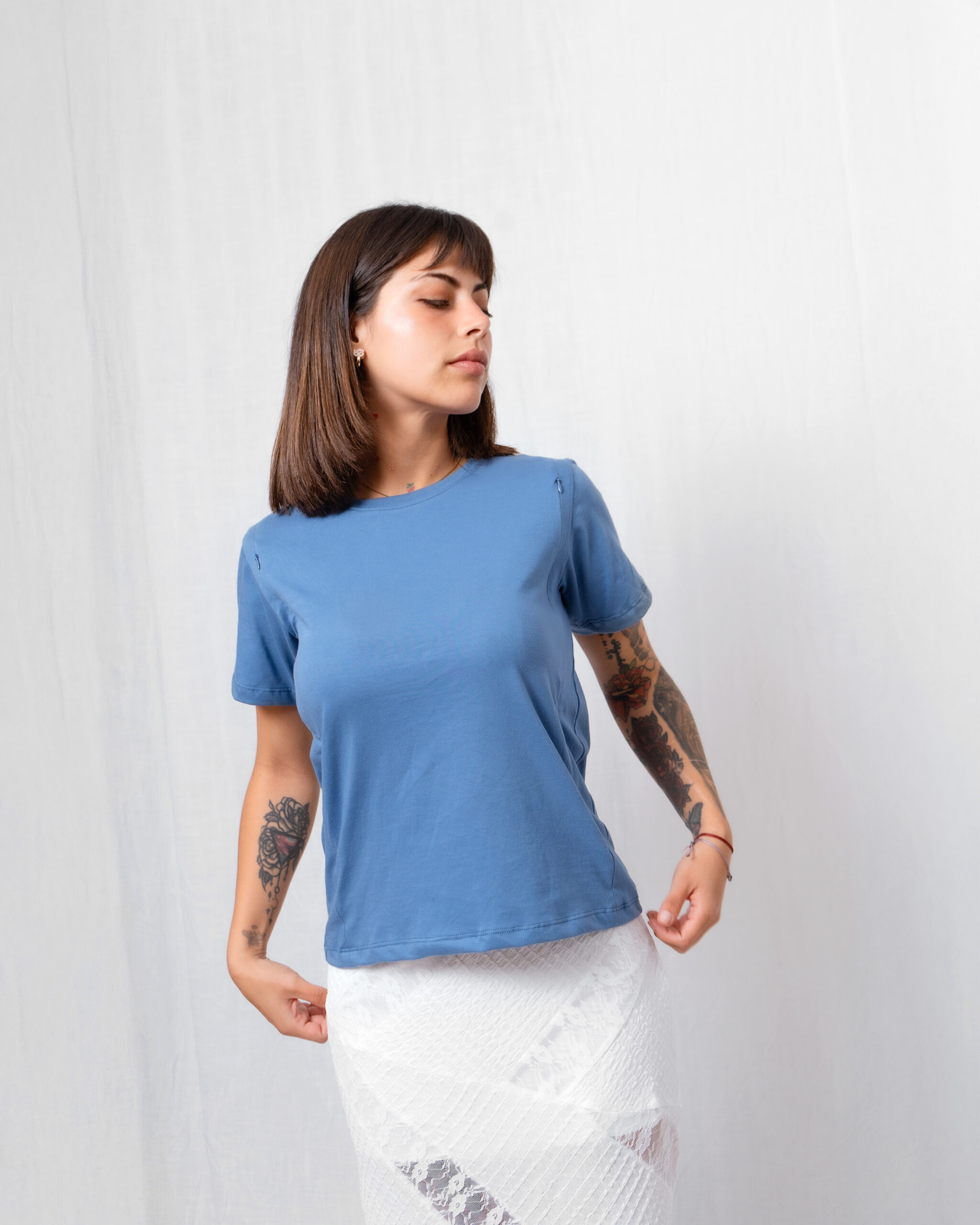 Polera Maternal y Lactancia | Azul Essential - Imagen 2