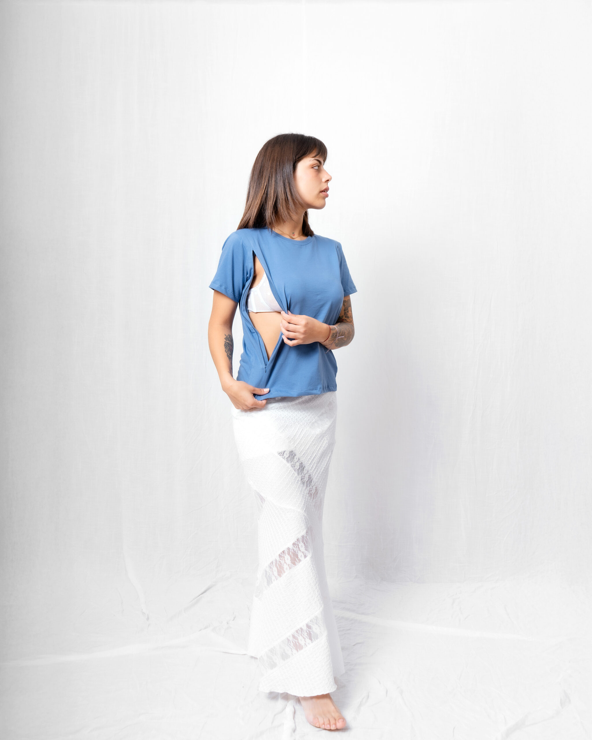 Polera Maternal y Lactancia | Azul Essential - Imagen 4