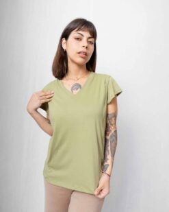 Polera de Lactancia | Verde escote en V