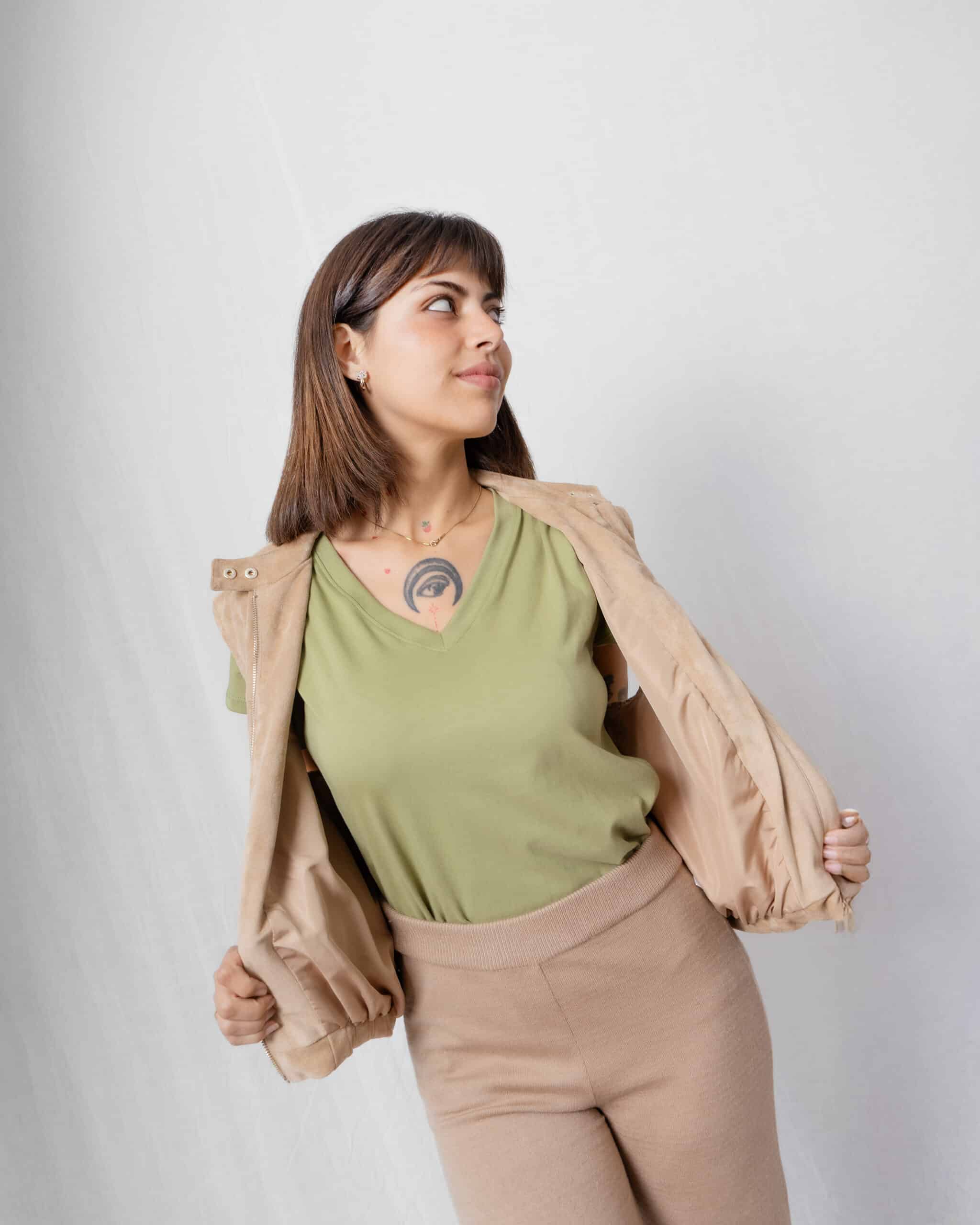 Polera Maternal y Lactancia | Verde escote en V - Imagen 2