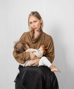 Polerón de Lactancia con Cuello Drapeado | Café