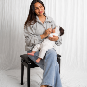 Polerón Maternal y Lactancia | Essential Gris Perla