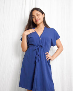 Camisa de Dormir Maternal y Lactancia | Azul