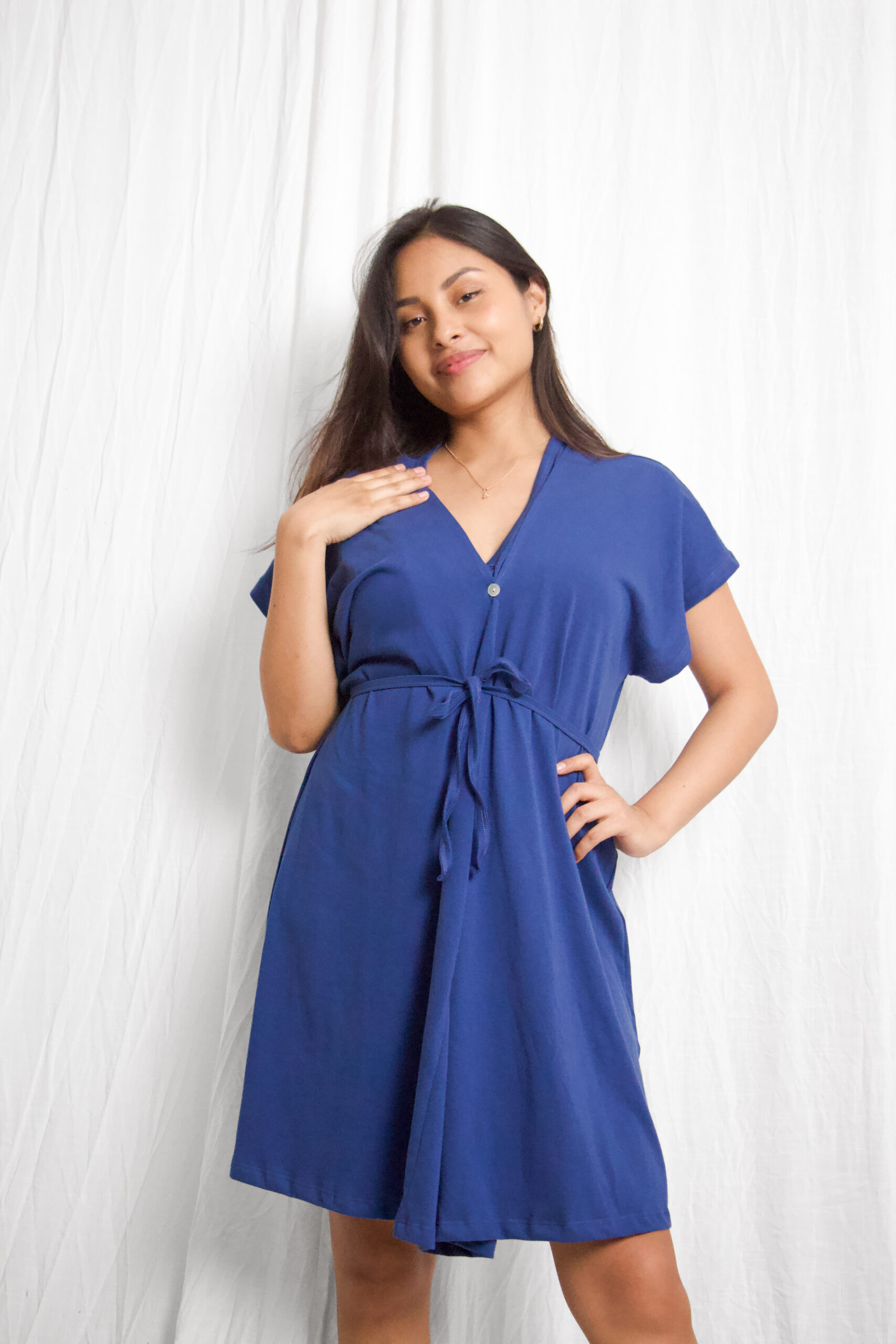 Camisa de Dormir Maternal y Lactancia | Azul - Imagen 2