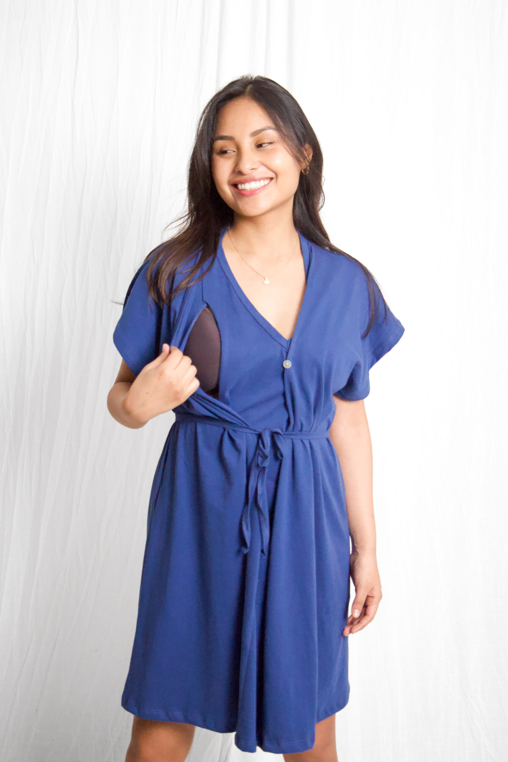 Camisa de Dormir Maternal y Lactancia | Azul - Imagen 3