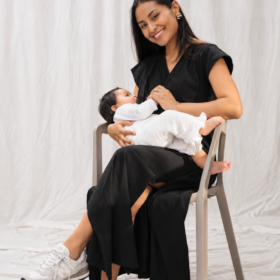 Vestido de Maternidad  y Lactancia | Negro Largo